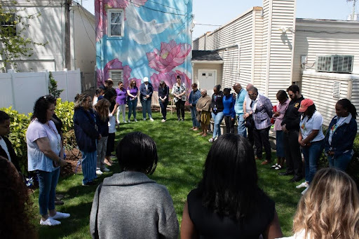 Community advocates, faith leaders, and law enforcement representatives unite at the Mercy Center in honor of national Sexual Assault Awareness and Child Abuse Prevention months, acknowledged in April.